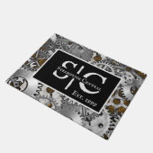 Steampunk Gearwork Silver Grunge Brown Burnout Fußmatte (Schrägansicht)