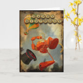 Steampunk Geburtstags-Karte Karte (Gelbe Blume)