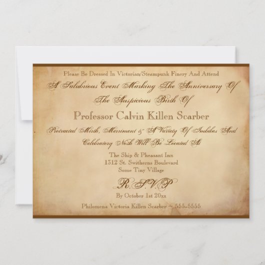 Steampunk Geburtstags-Party Einladung (Rückseite)