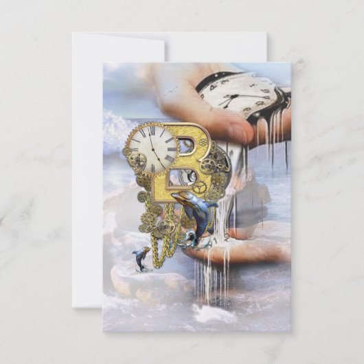 Steampunk-Geburtstagsbrief B Karte (Vorderseite)