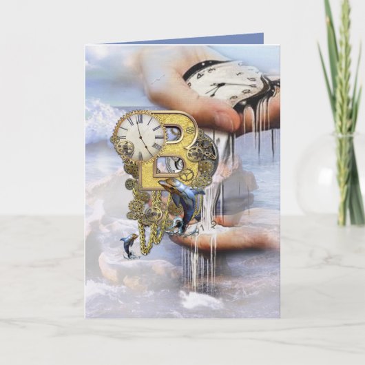 Steampunk-Geburtstagsbrief B Karte (Vorderseite)