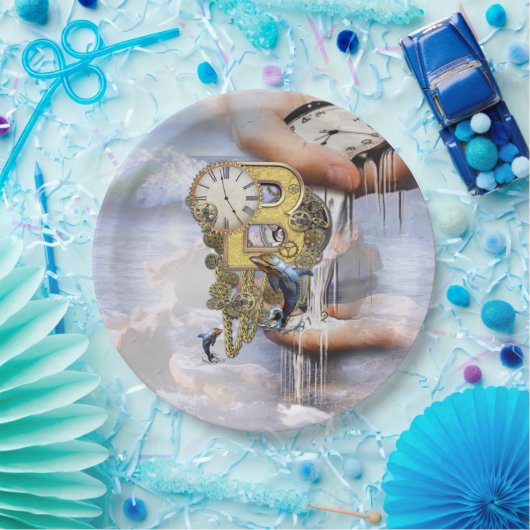 Steampunk-Geburtstagsbrief B Pappteller (Party)