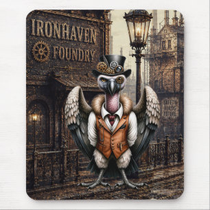 Steampunk-Geier in einer Industriestadt Mousepad