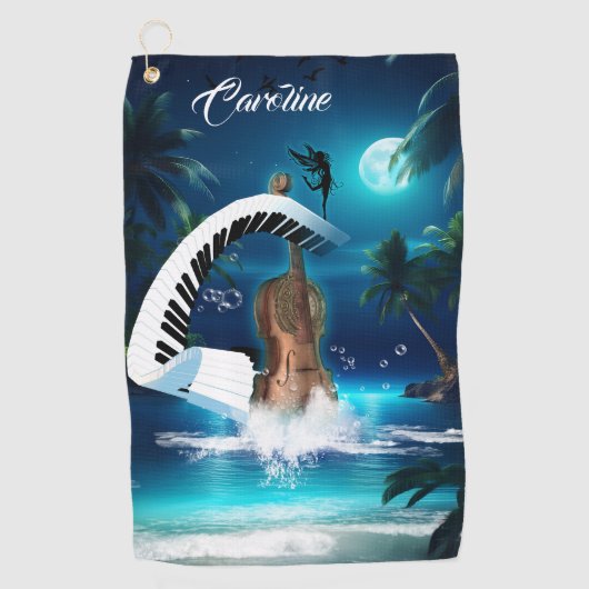 Steampunk-Geige mit geschwungenem Klavier Golfhandtuch (Vorderseite)