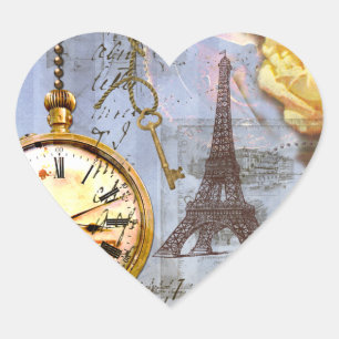 Steampunk & Gelbe Rosen Herz Sticker Tag