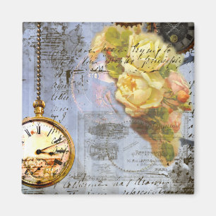 Steampunk & Gelbe Rosen Magnet