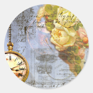 Steampunk & Gelbe Rosen Runder Aufkleber