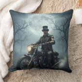 Steampunk Gentleman auf Retro Motorrad Kissen (Decke)