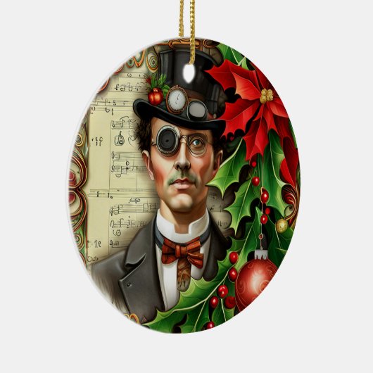 Steampunk Gentleman Christmas Keramik Ornament (Rechts)