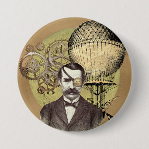 Steampunk Gentleman Collage Button