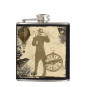 Steampunk Gentleman Collage Hip Flask Flachmann (Vorderseite)