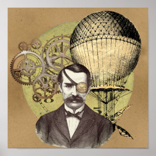 Steampunk Gentleman Collage Poster