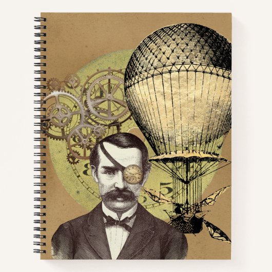 Steampunk Gentleman Collage Sketch Notizblock (Vorderseite)