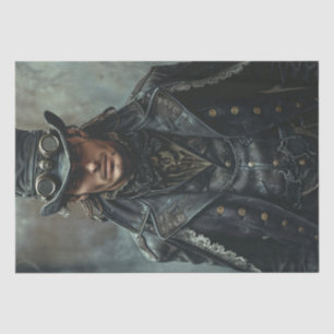 Steampunk Gentleman in Black Decoupage Seidenpapier