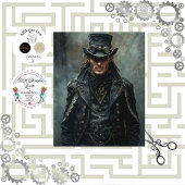 Steampunk Gentleman in Black Decoupage Seidenpapier