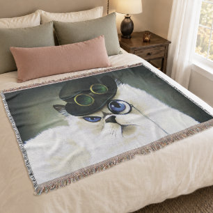 Steampunk Gentleman Katze Monokel Perser Siamese Decke