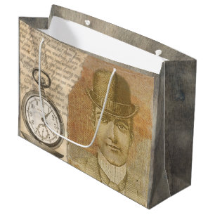 Steampunk Gentleman Pocket Watch Bowler Geschenkta Große Geschenktüte