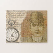 Steampunk Gentleman Pocket Watch Bowler Hat Puzzle (Horizontal)