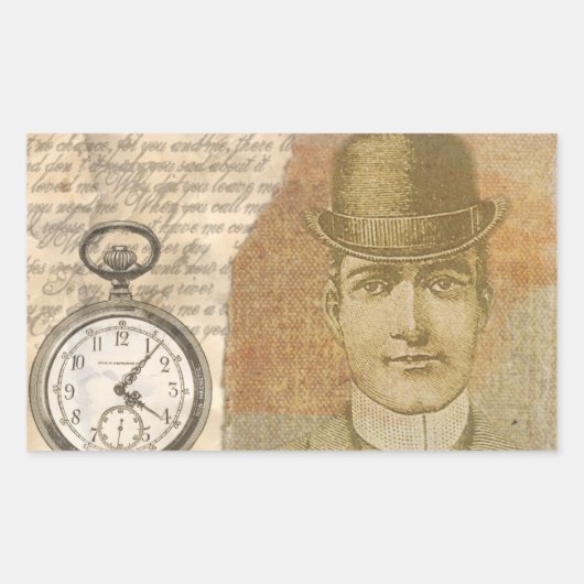 Steampunk Gentleman Pocket Watch Bowler Stickers (Vorderseite)