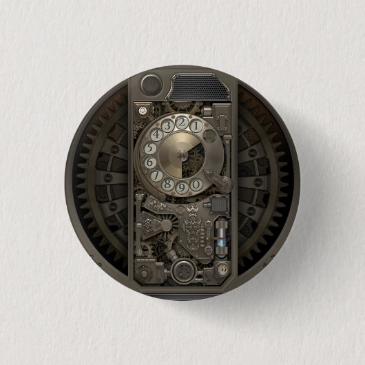 Steampunk Gerät - Rotary Dial Phone. Button (Vorderseite)