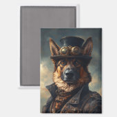 Steampunk German Shepherd Dog in Top Hat Magnet (Vorderseite/Rückseite)
