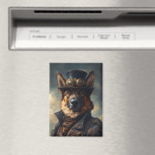 Steampunk German Shepherd Dog in Top Hat Magnet (In Situ (Geschirrspüler))