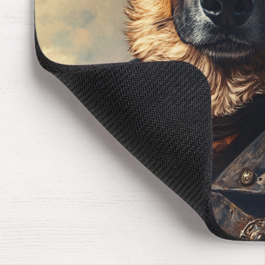 Steampunk German Shepherd Dog in Top Hat Mousepad (Ecke)