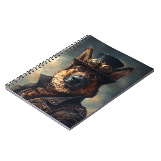 Steampunk German Shepherd Dog in Top Hat Notizblock (Linke Seite)