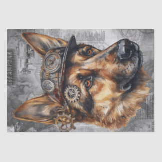 Steampunk German Shepherd Dog Seidenpapier