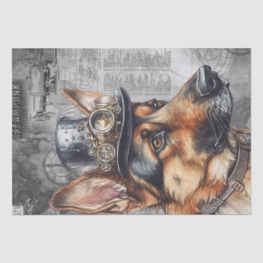 Steampunk German Shepherd Dog Seidenpapier (Vorderseite)