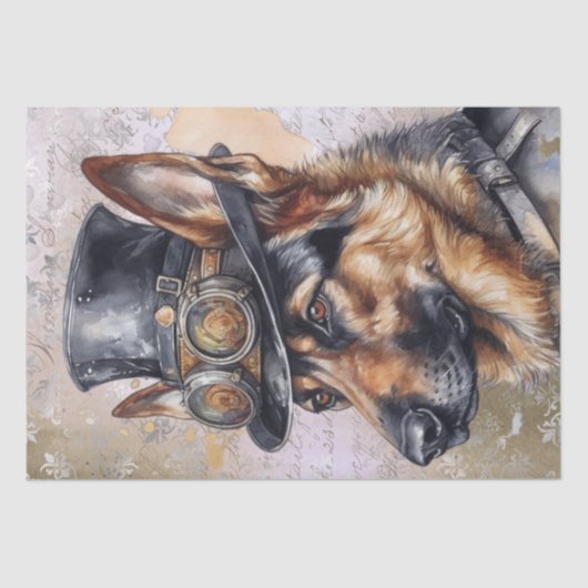 Steampunk German Shepherd Dog Seidenpapier (Vorderseite)