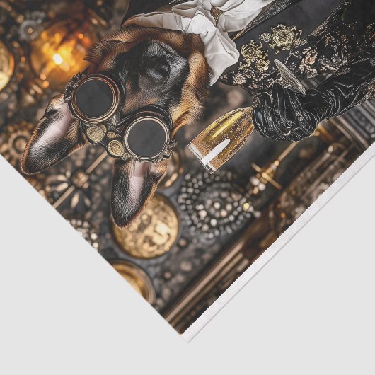Steampunk German Shepherd, elsässischer BT4 Decoup Seidenpapier (Ausschnitt)
