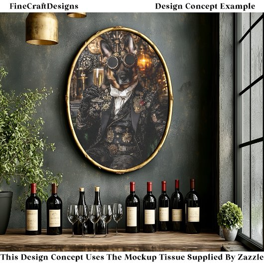 Steampunk German Shepherd, elsässischer BT4 Decoup Seidenpapier