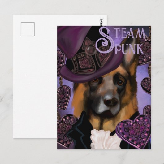 Steampunk German Shepherd Postkarte (Vorne/Hinten)