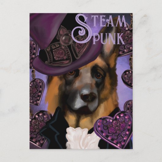 Steampunk German Shepherd Postkarte (Vorderseite)