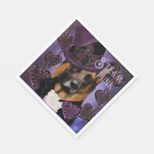 Steampunk German Shepherd Serviette (Ecke)