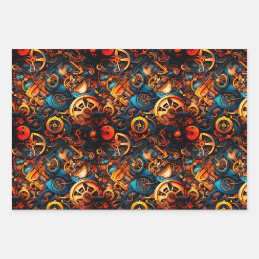 Steampunk Geschenkpapier Set (Vorderseite)