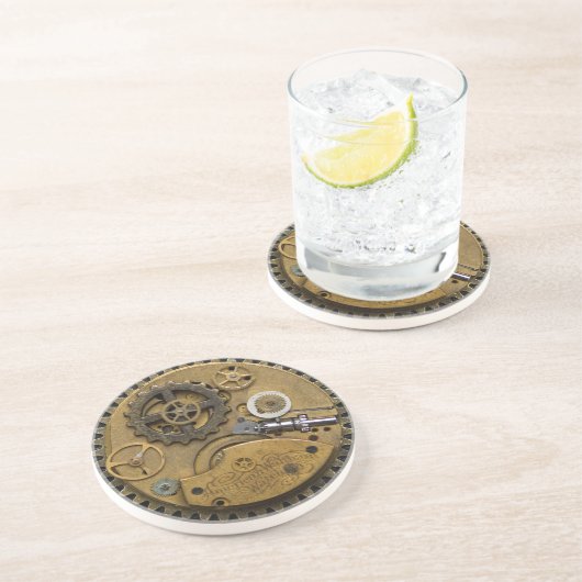 SteamPunk Getränk-Untersetzer Sandstein Untersetzer (Seite)