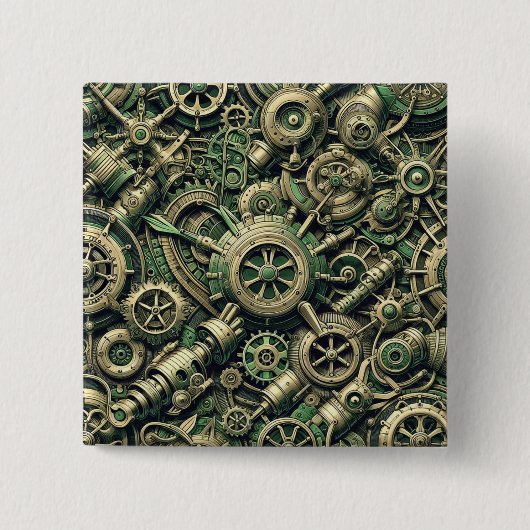 Steampunk Gewerke für grüne Mechanik Button (Vorderseite)