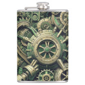 Steampunk Gewerke für grüne Mechanik Flachmann (Vorderseite)