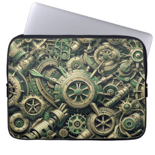Steampunk Gewerke für grüne Mechanik Laptopschutzhülle