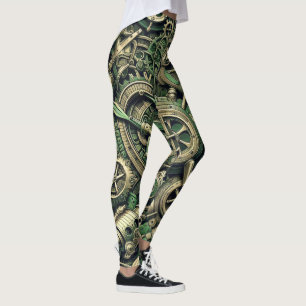 Steampunk Gewerke für grüne Mechanik Leggings