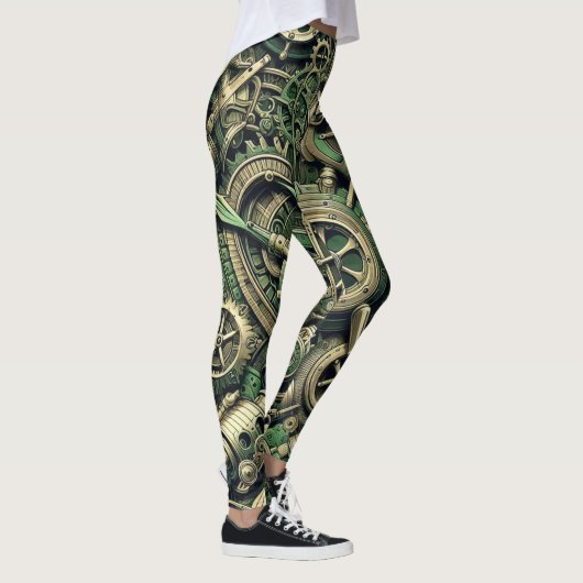 Steampunk Gewerke für grüne Mechanik Leggings (Rechts)
