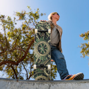 Steampunk Gewerke für grüne Mechanik Skateboard