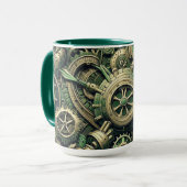 Steampunk Gewerke für grüne Mechanik Tasse (Vorderseite Links)