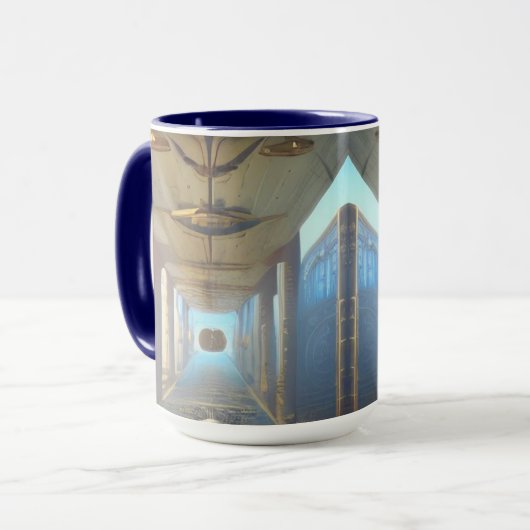 Steampunk-Gewölbe-Korridor-SciFi-Tasse Tasse (Vorderseite Links)