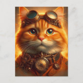 Steampunk Ginger Cat Postkarte (Vorderseite)