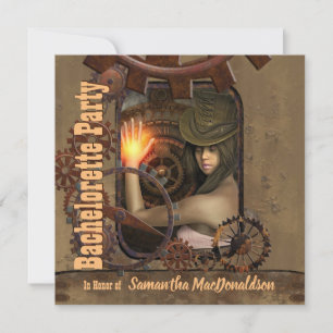Steampunk Girl Junggeselinnen-Abschied Einladung