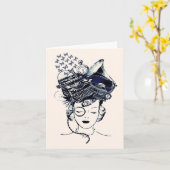 Steampunk Girl Karte (Gelbe Blume)