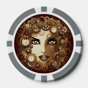 Steampunk Girl Portrait Poker_chips Pokerchips
